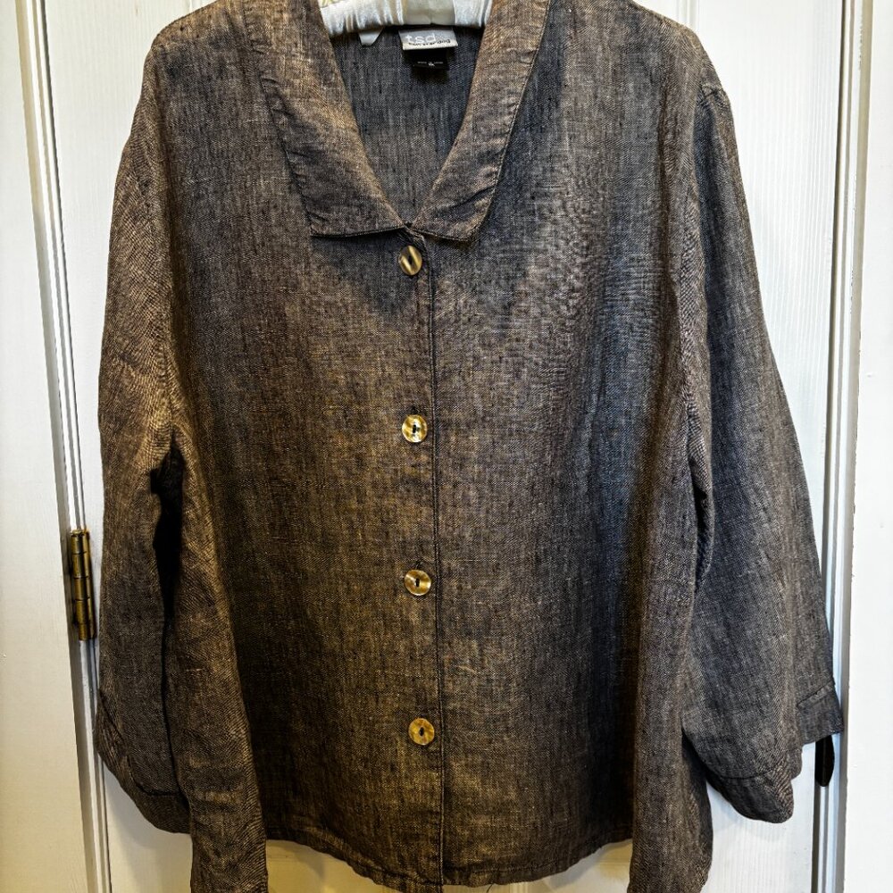 Two Star Dog Grey Linen Swing Top, Size 1X